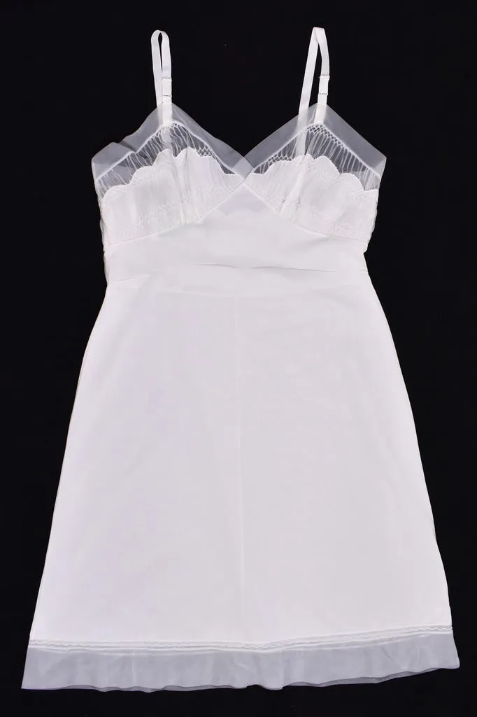 1950s Off White Pleated Bust Full Slip