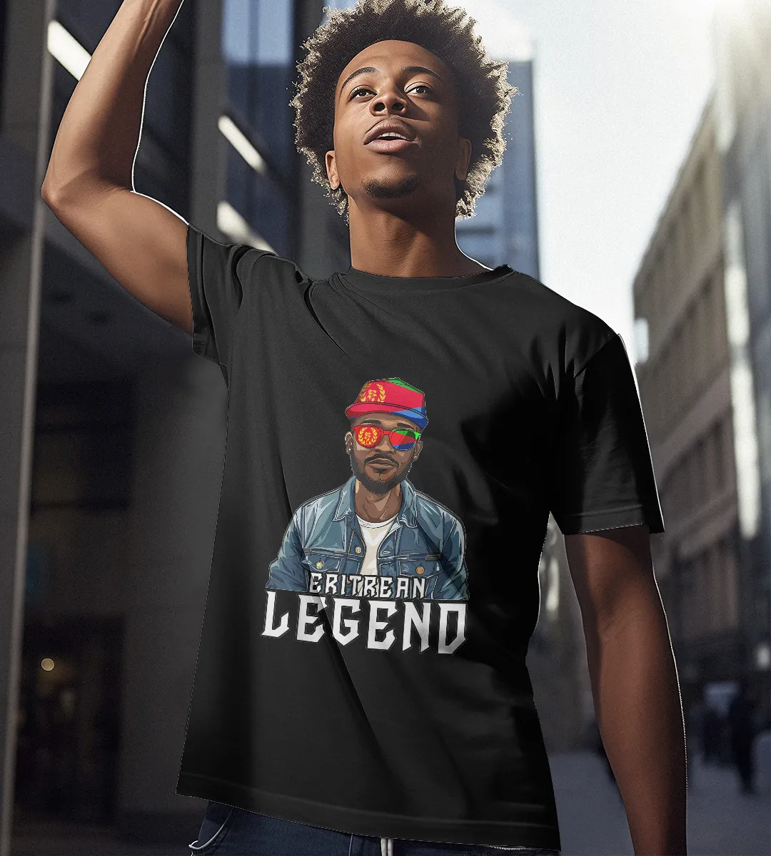 1sttheworld T-Shirt - Eritrea Flag Legend T-Shirt Black A35