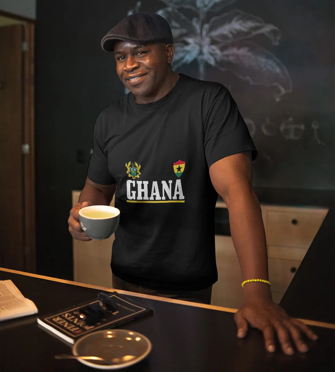 1sttheworld T-Shirt - Ghanese Flag African T-Shirt Black A35