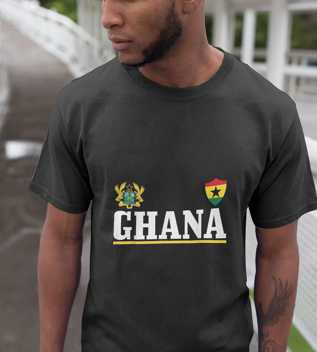 1sttheworld T-Shirt - Ghanese Flag African T-Shirt Black A35