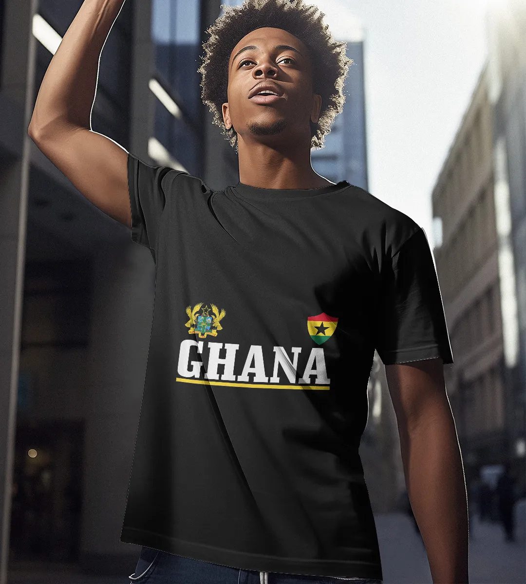 1sttheworld T-Shirt - Ghanese Flag African T-Shirt Black A35