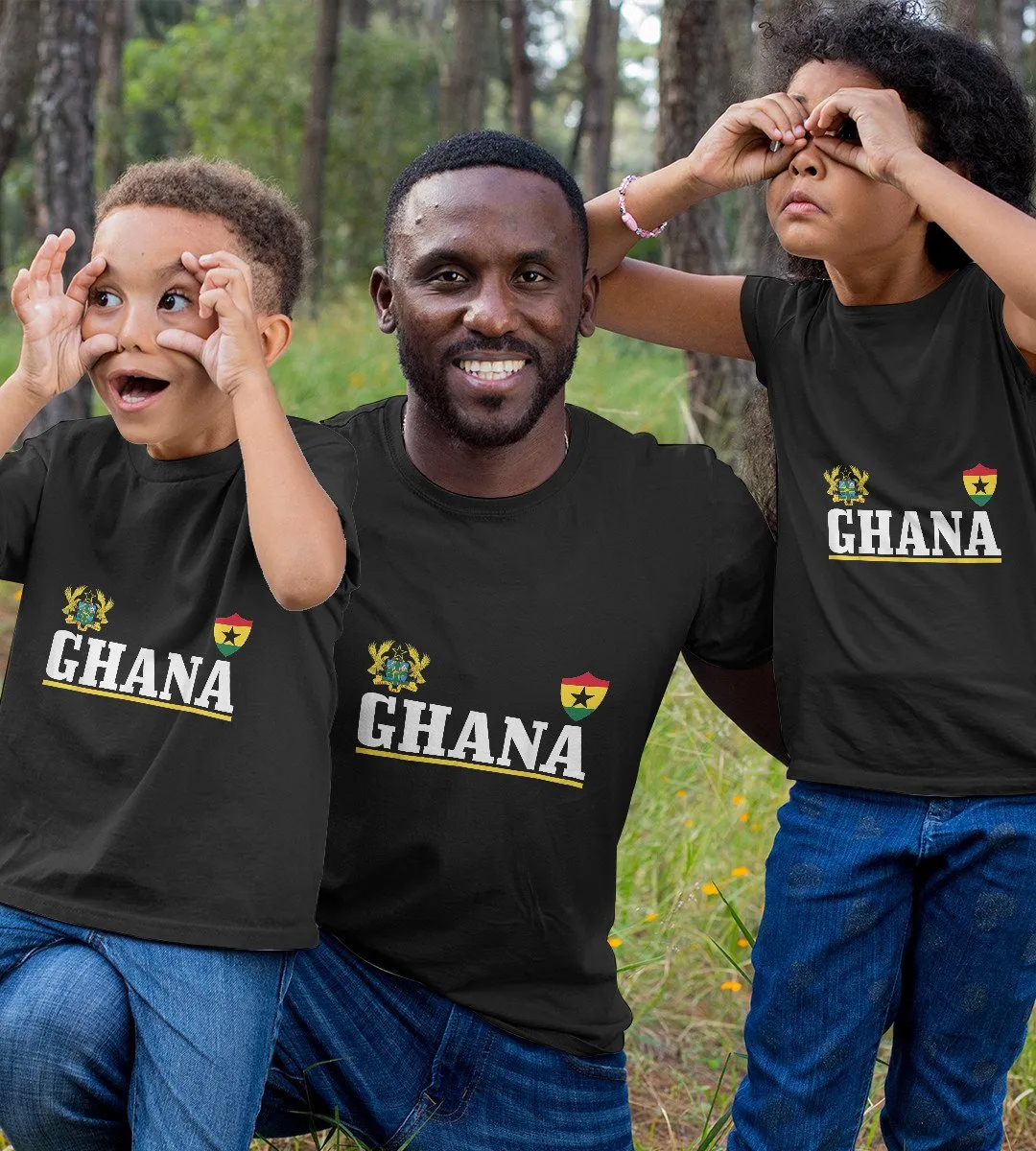 1sttheworld T-Shirt - Ghanese Flag African T-Shirt Black A35