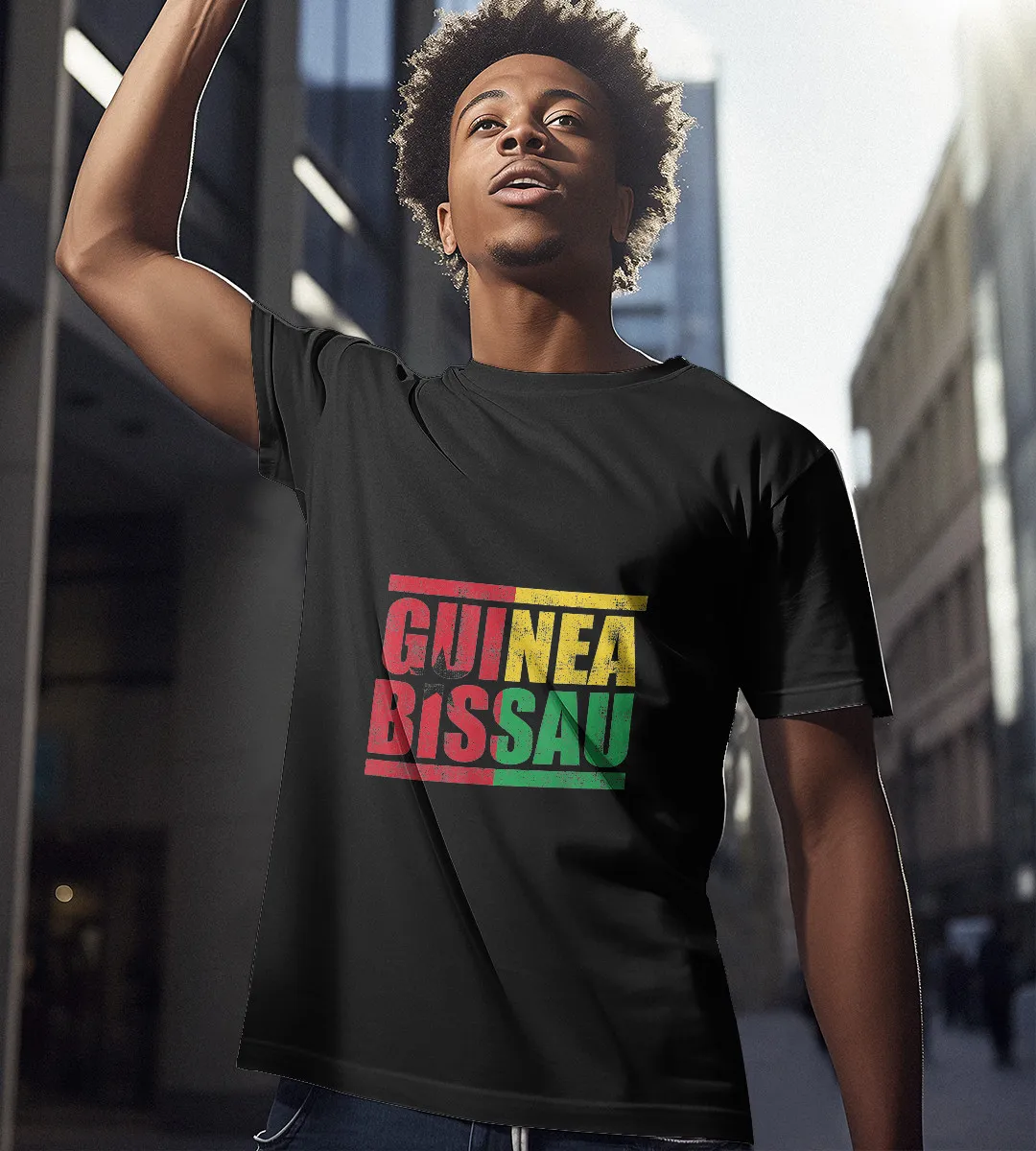 1sttheworld T-Shirt - Guinea Bissau T-Shirt Black A35