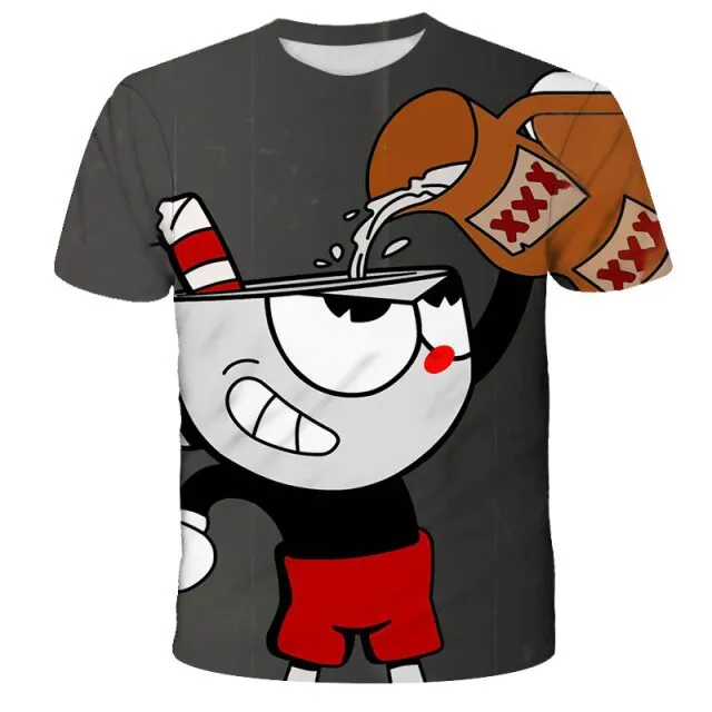 3D Cuphead Mugman Kids Print Girls Funny Cartoons Clothes Boys Children Tops Kids Clothes Baby Tshirts Men Women Clothing 2021