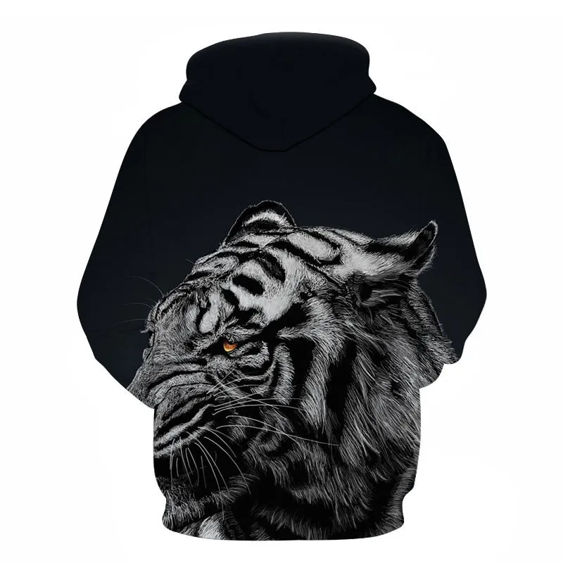 3D Print Flame Tiger Hoodie Men Sweatshirt Men Women Hoodies Plus Size Pullover Novelty 6XL Casual Animal Coats