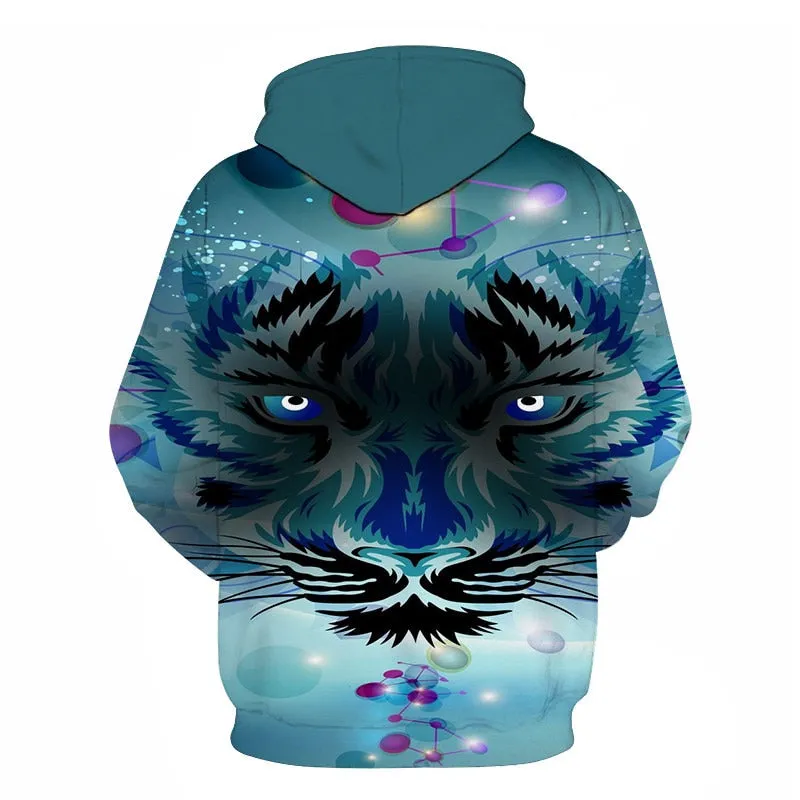 3D Print Flame Tiger Hoodie Men Sweatshirt Men Women Hoodies Plus Size Pullover Novelty 6XL Casual Animal Coats