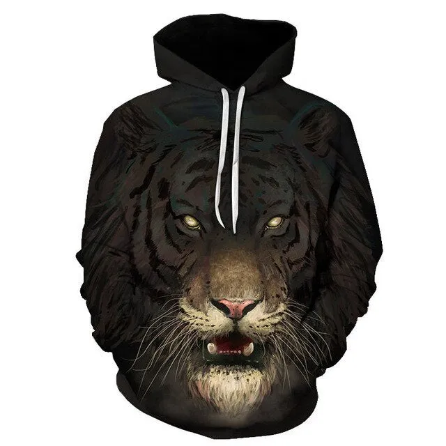 3D Print Flame Tiger Hoodie Men Sweatshirt Men Women Hoodies Plus Size Pullover Novelty 6XL Casual Animal Coats