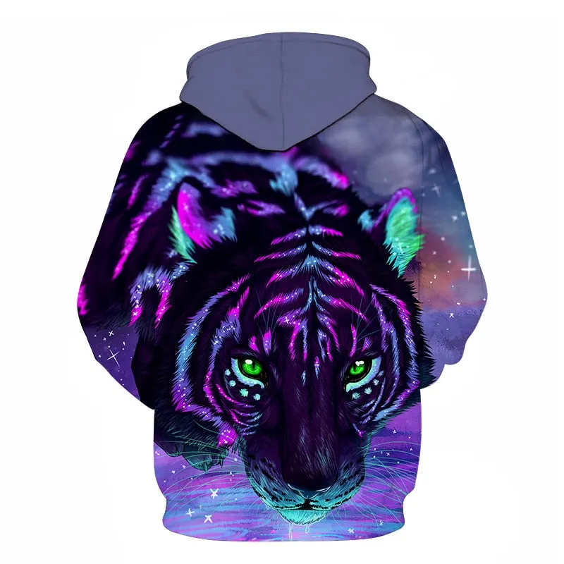 3D Print Flame Tiger Hoodie Men Sweatshirt Men Women Hoodies Plus Size Pullover Novelty 6XL Casual Animal Coats