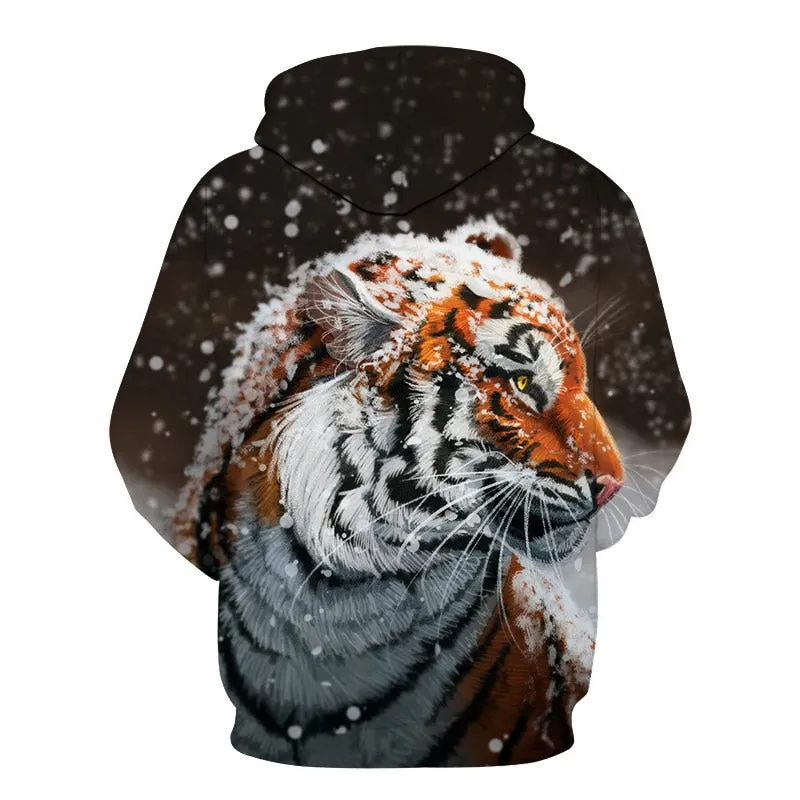 3D Print Flame Tiger Hoodie Men Sweatshirt Men Women Hoodies Plus Size Pullover Novelty 6XL Casual Animal Coats