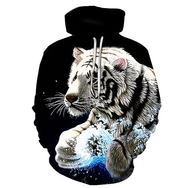 3D Print Flame Tiger Hoodie Men Sweatshirt Men Women Hoodies Plus Size Pullover Novelty 6XL Casual Animal Coats