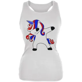 4th of July Dabbing Unicorn Americorn Juniors Soft Tank Top