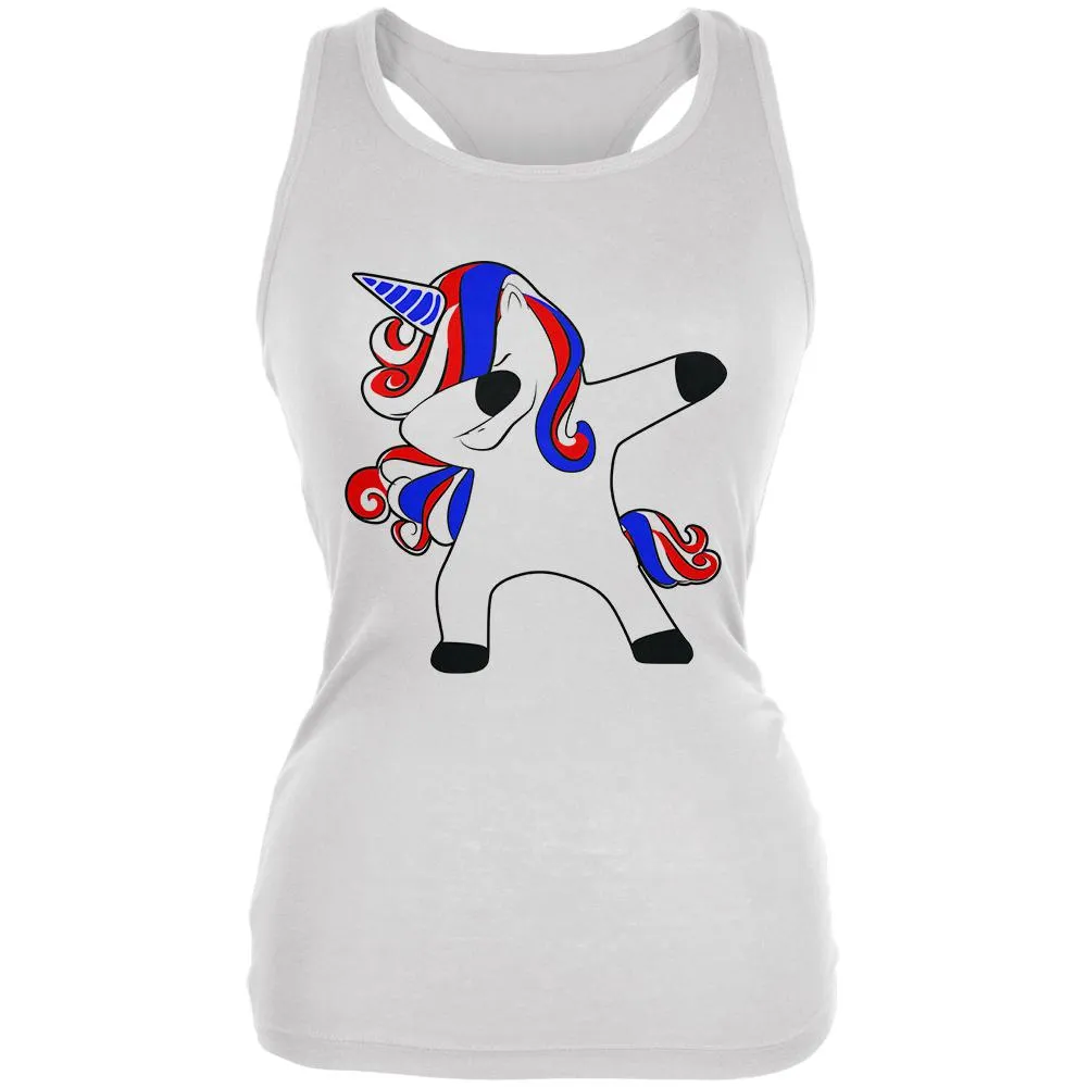 4th of July Dabbing Unicorn Americorn Juniors Soft Tank Top