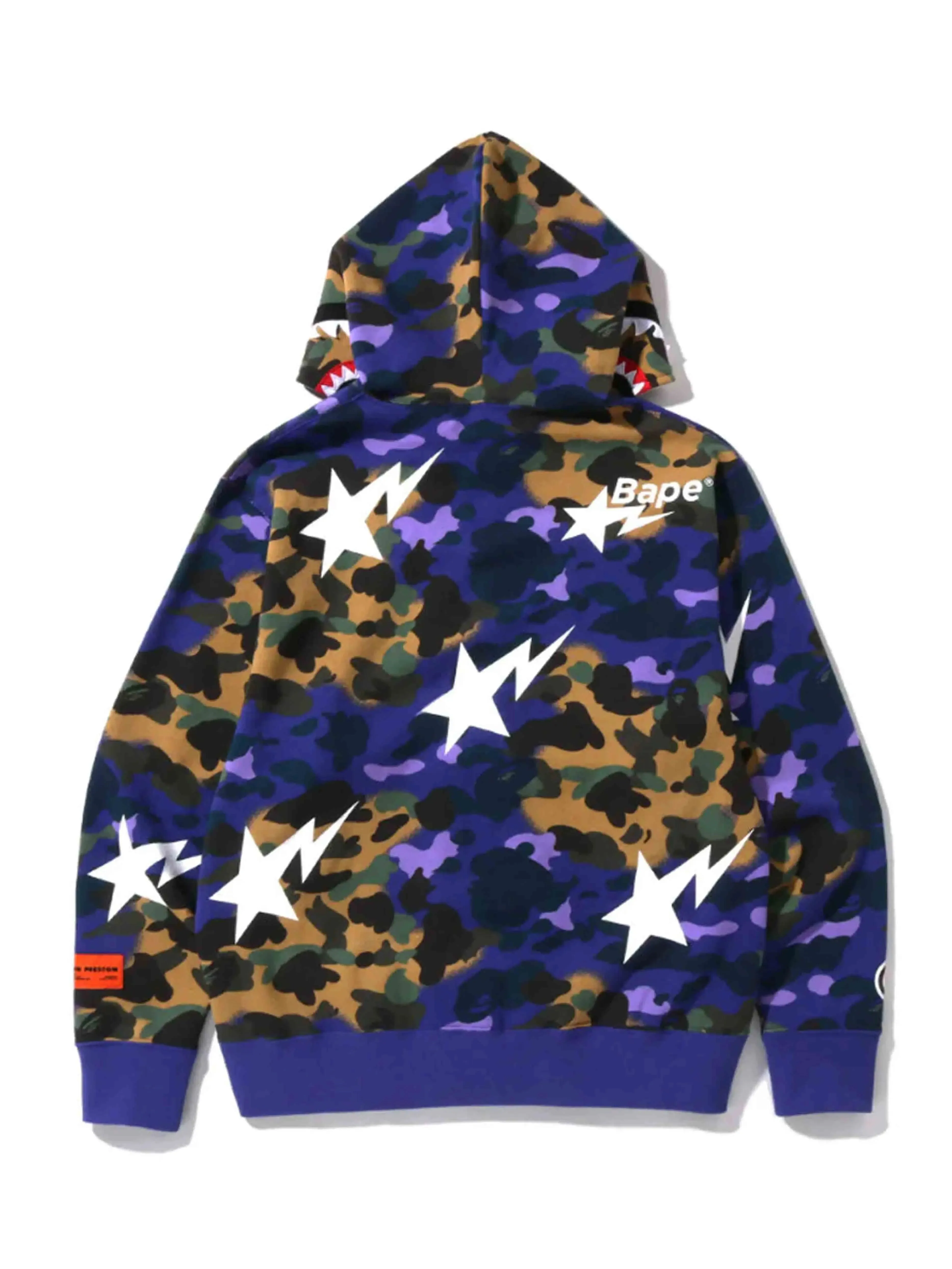 A Bathing Ape Bape x Heron Preston Mix 1st Camo Shark Relaxed Fit Full Zip Hoodie Purple