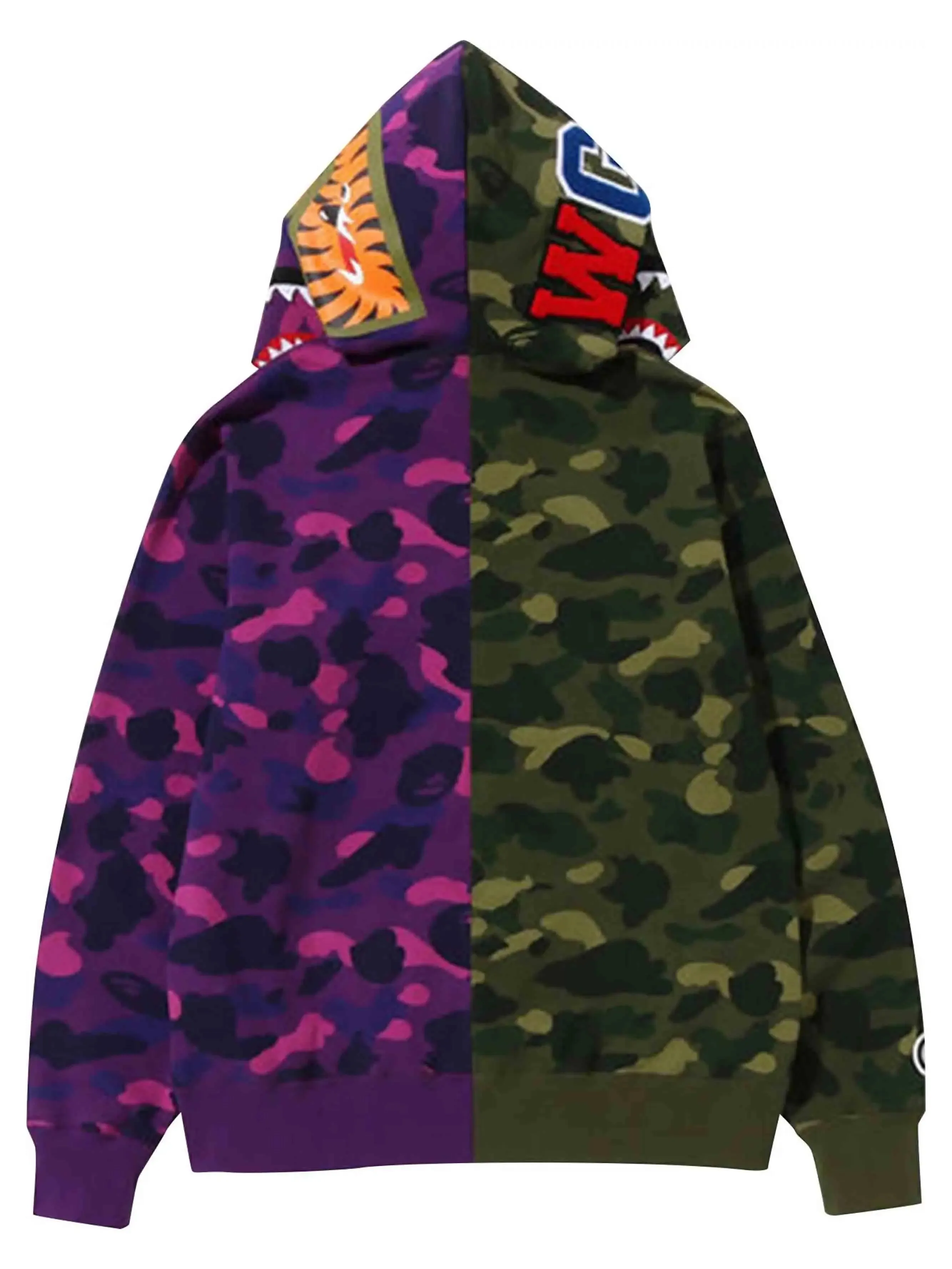 A Bathing Ape Colour Camo Shark Full Zip Hoodie Green Purple (FW22)