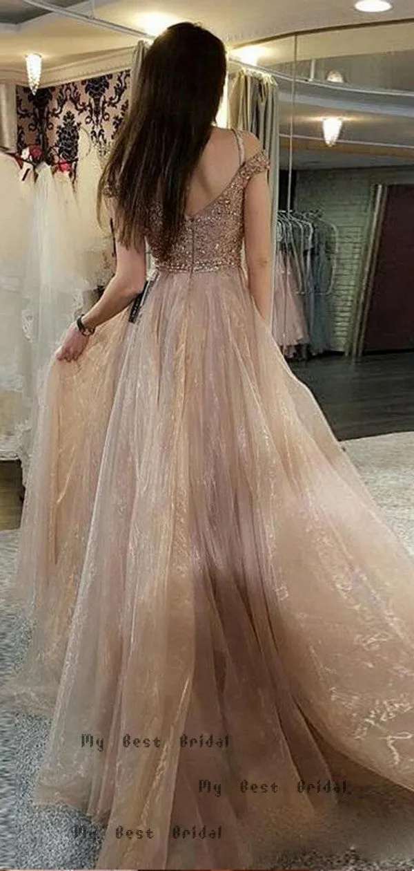 A-line Off-the-Shoulder Long Evening Dresses,Cheap Prom Dresses,PDY0636