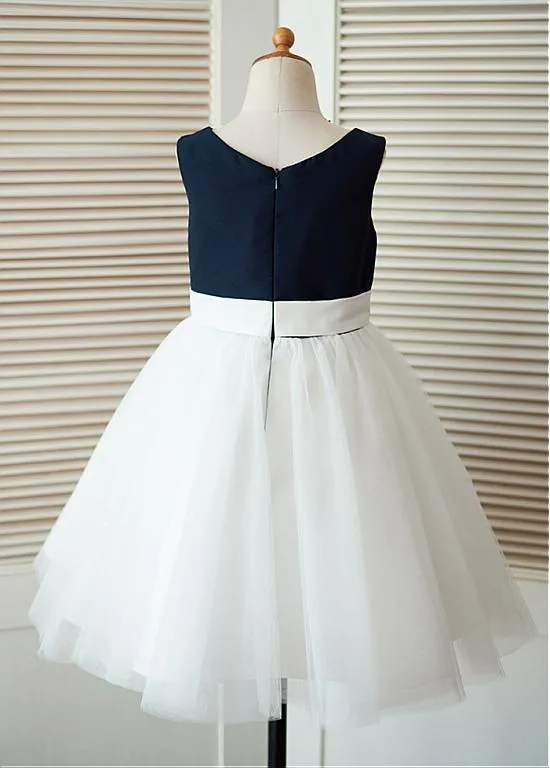 A-line Scoop Knee-length Tulle Flower Girl Dresses With Handmade Flower Girl ,Cheap Flower Girl Dresses,FGY0189