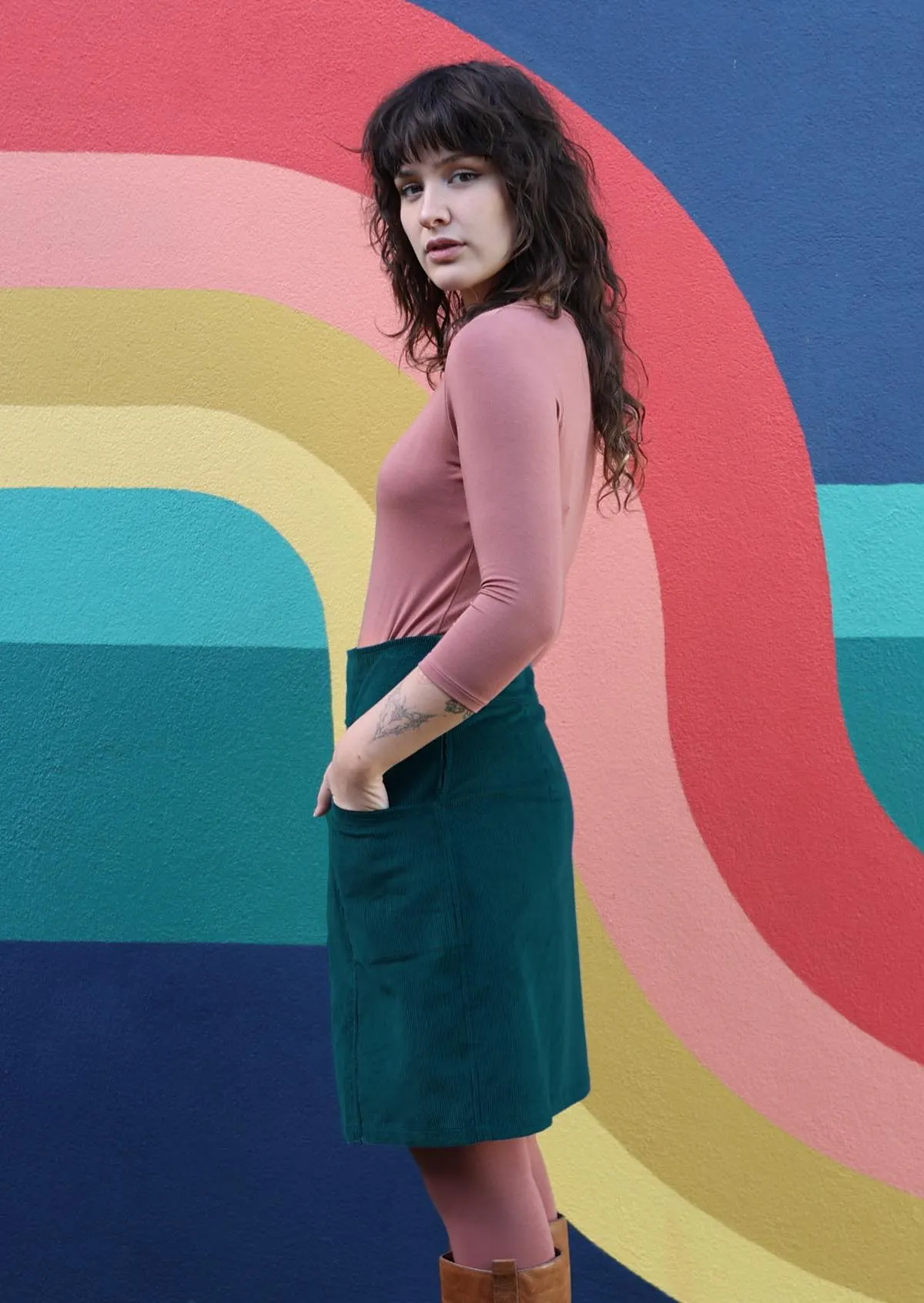 Aalia Corduroy Skirt Deep Teal