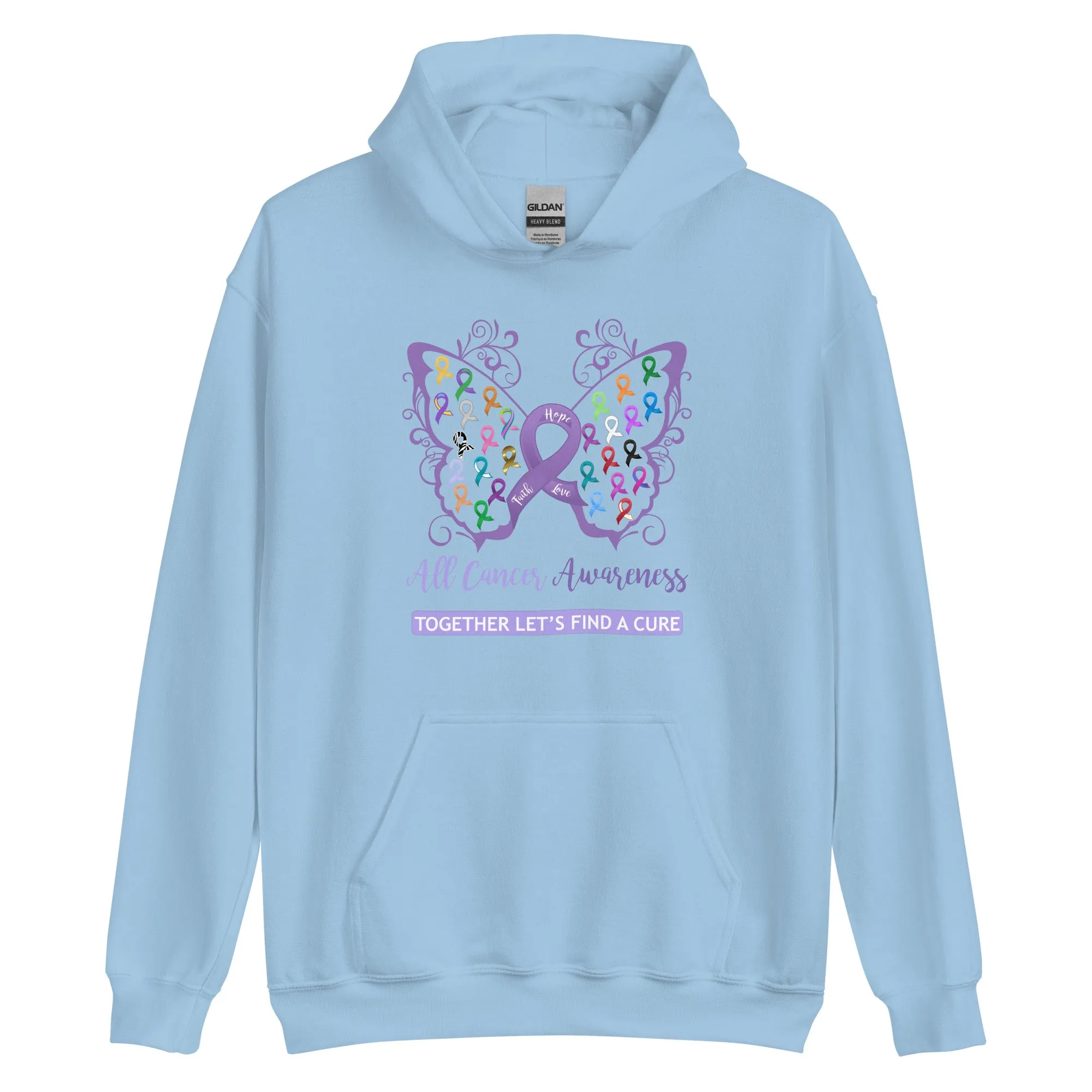 All Cancer Awareness Filigree Butterfly Hoodie - Several Colors Available