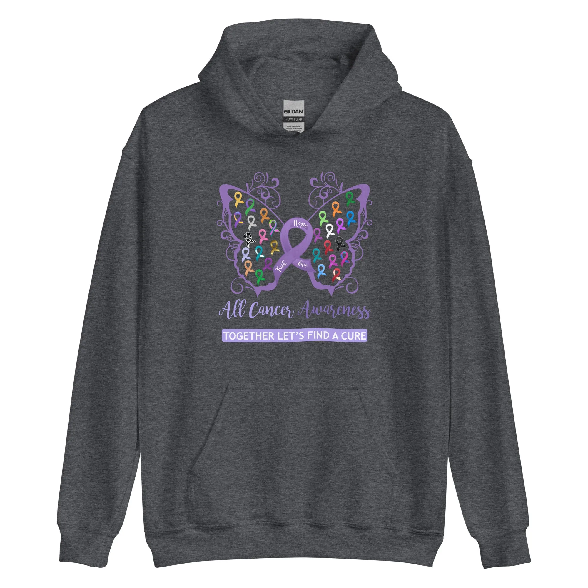 All Cancer Awareness Filigree Butterfly Hoodie - Several Colors Available