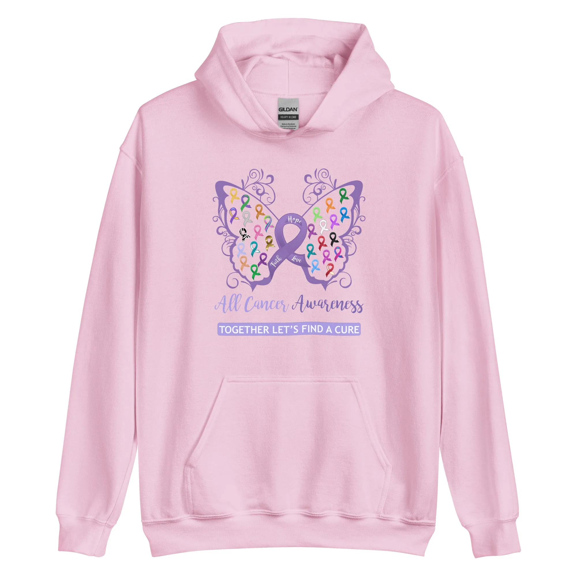 All Cancer Awareness Filigree Butterfly Hoodie - Several Colors Available