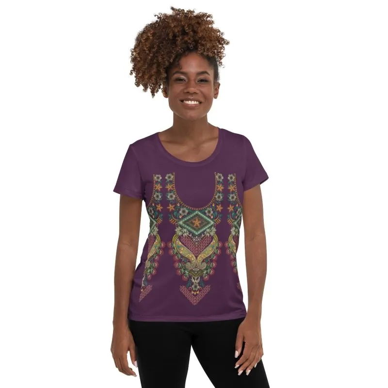 All-Over Print Women's Athletic T-shirt - Indian ornament