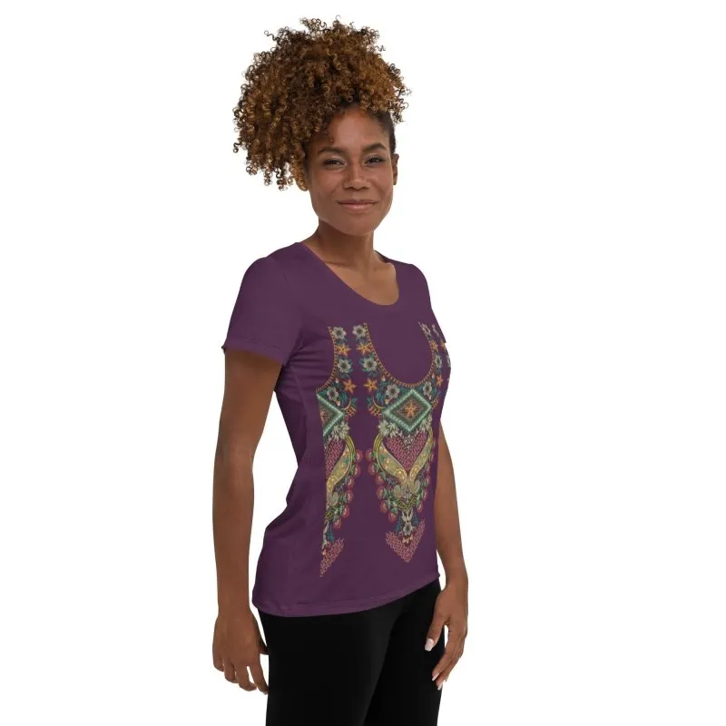 All-Over Print Women's Athletic T-shirt - Indian ornament