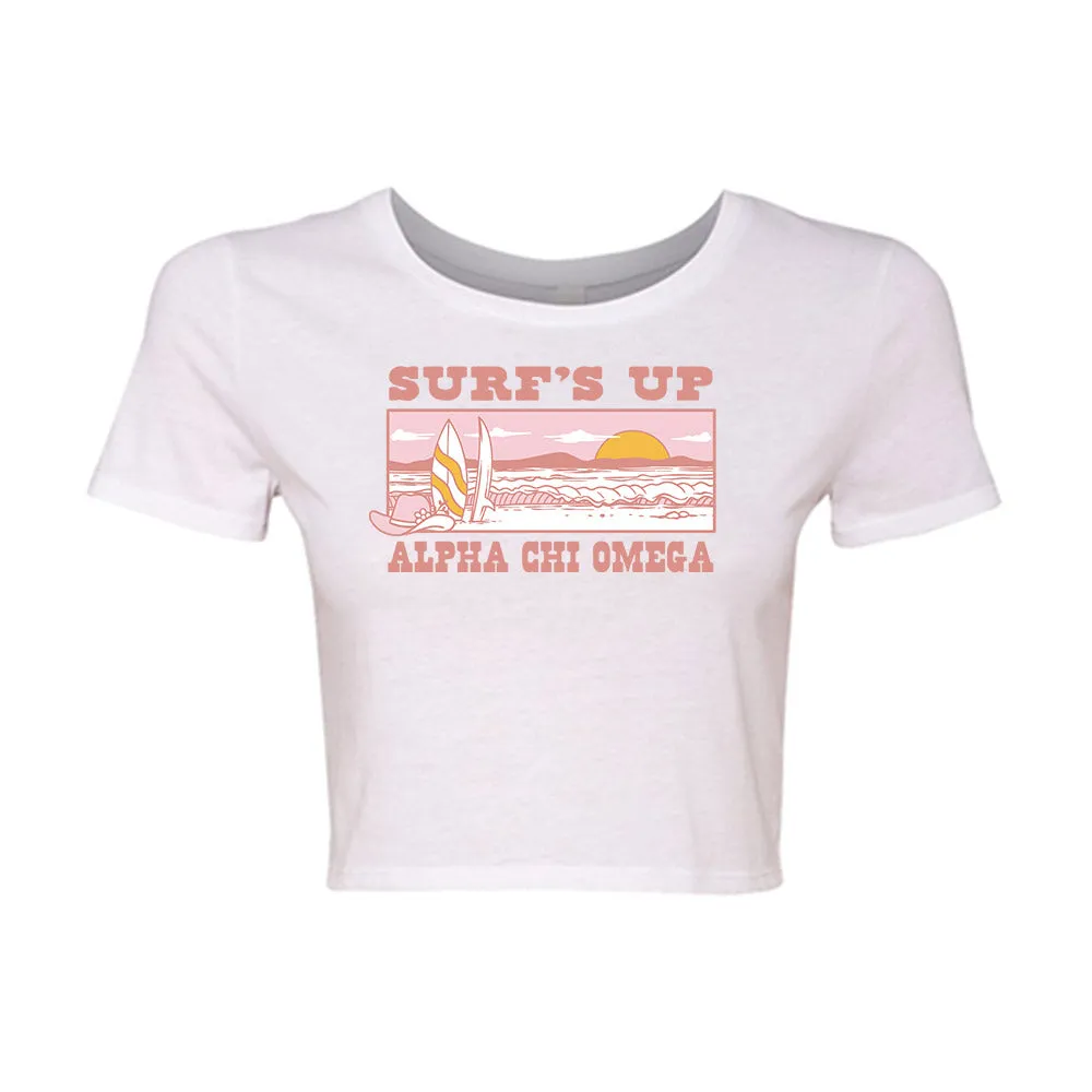 Alpha Chi Omega Surf's Up Women's Crop Tee