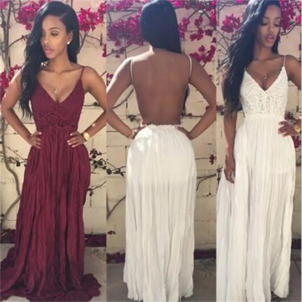 Backless Cheap Long V-neck Sexy Evening Prom Dresses Online, PD0104