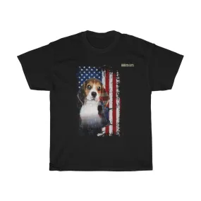 Beagle Dog with Distressed USA Flag Patriotic T-shirt