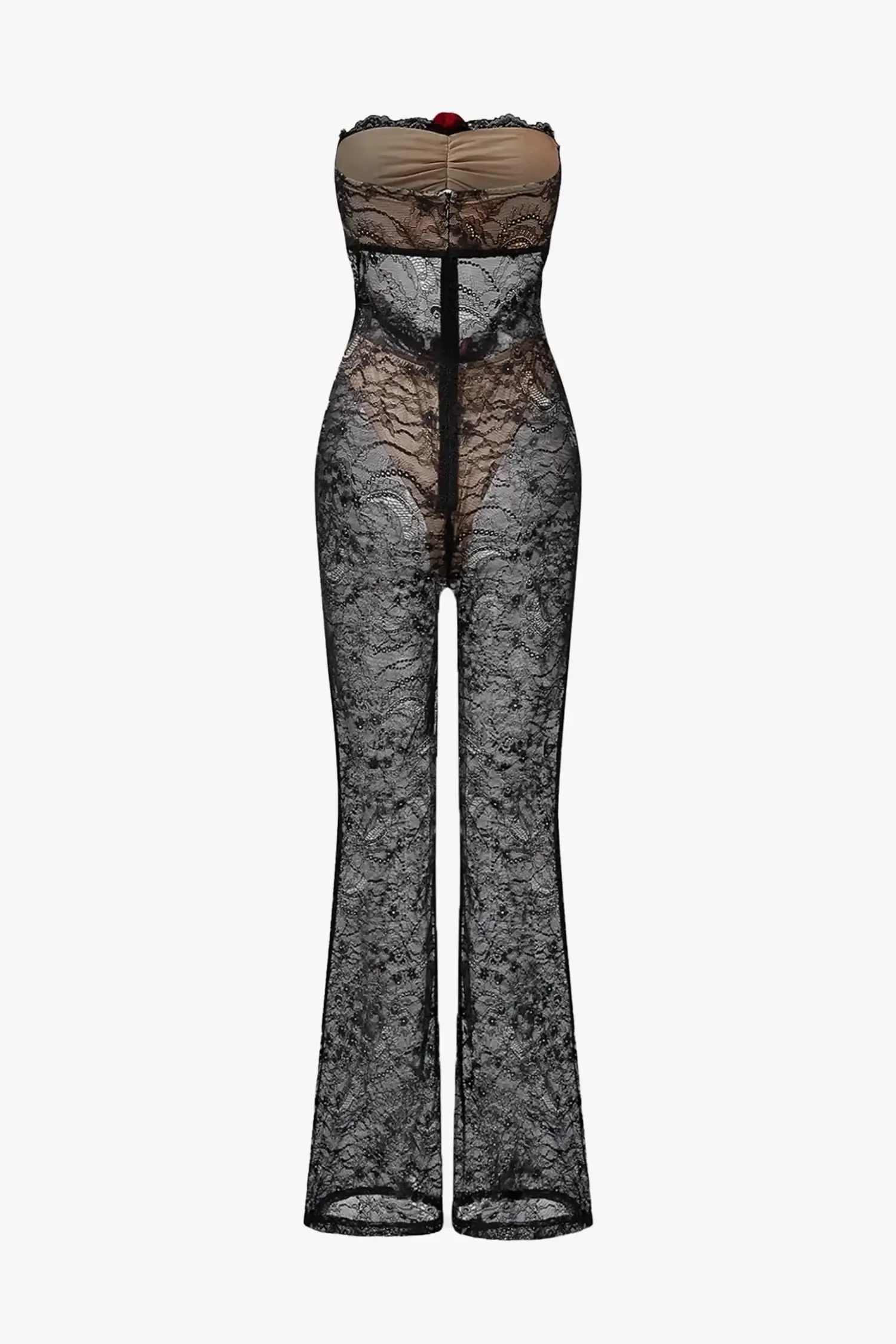 Black Strapless Lace Jumpsuit