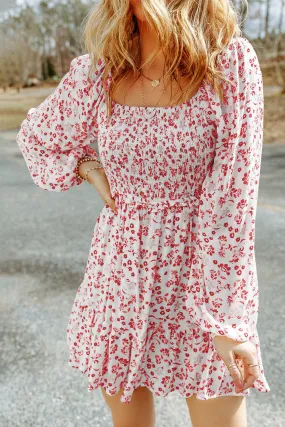 Boho Floral Smocked Mini Dress