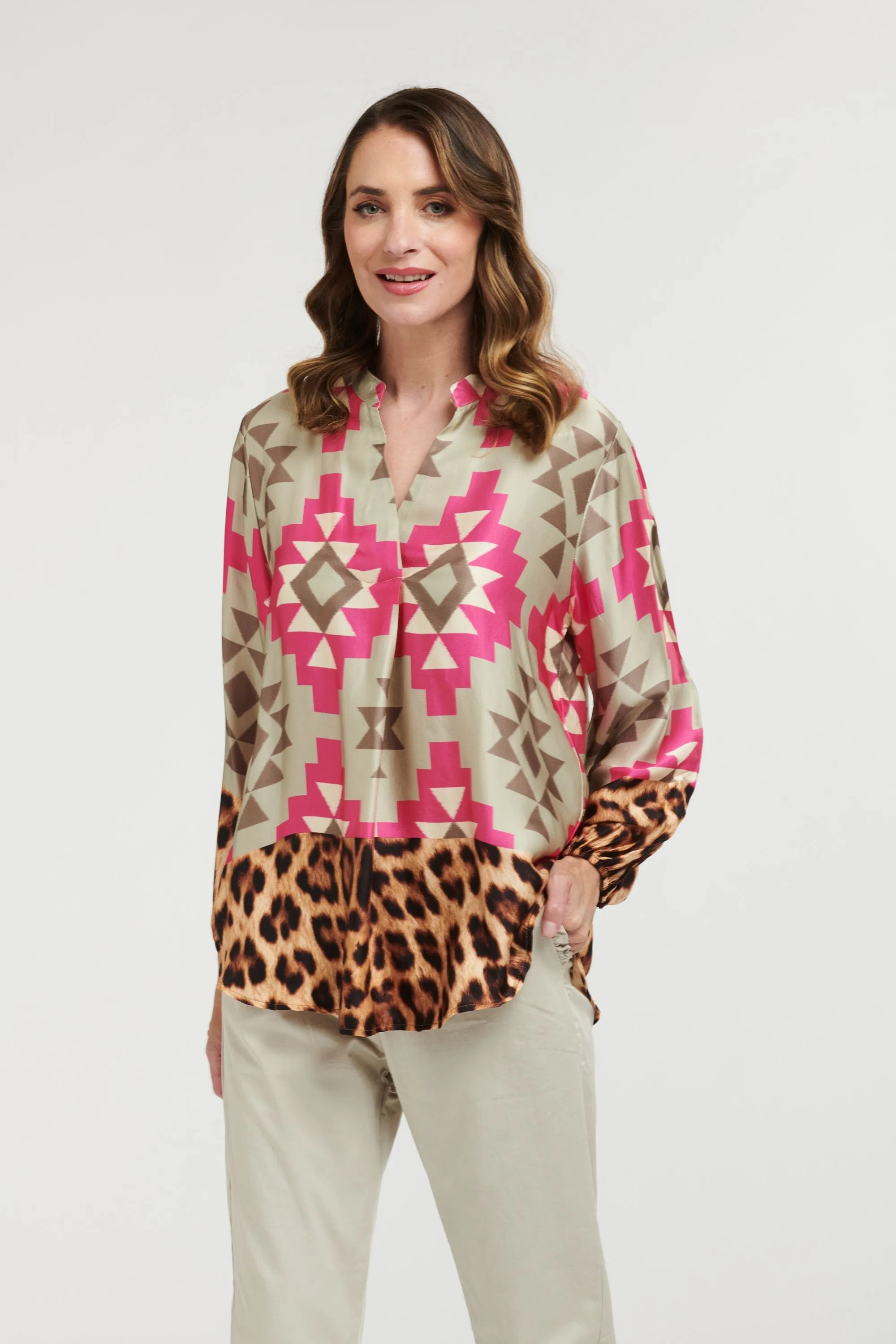 Boho Shirt Geo Leopard