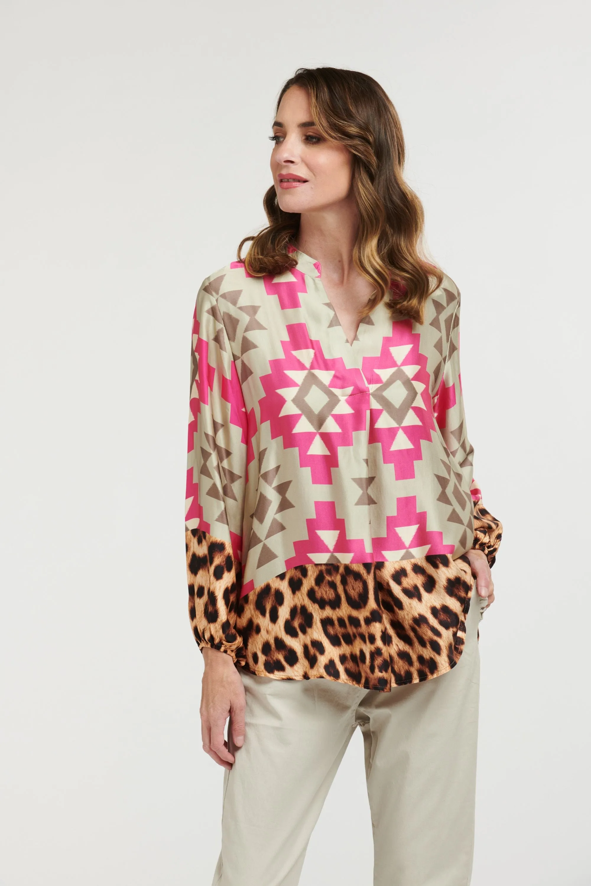 Boho Shirt Geo Leopard