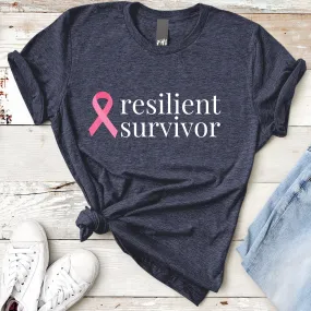 Breast Cancer resilient survivor Ribbon T-Shirt - Dark Colors