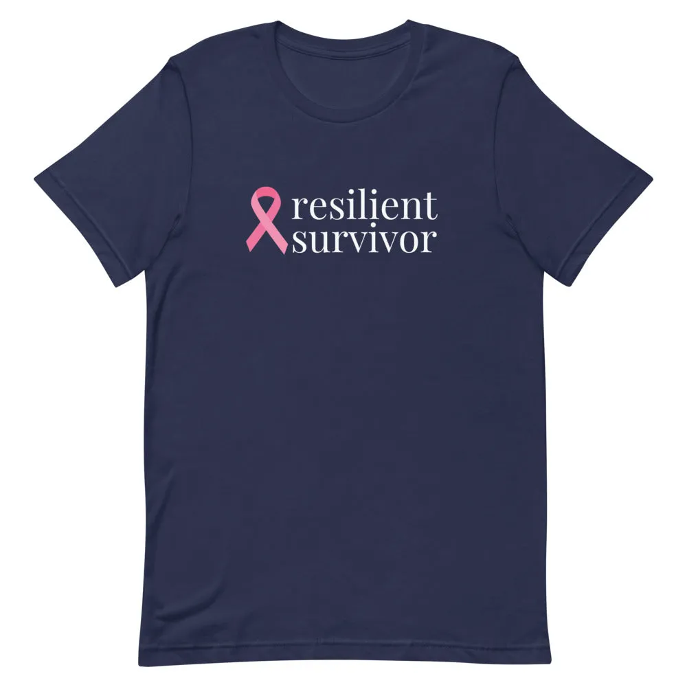 Breast Cancer resilient survivor Ribbon T-Shirt - Dark Colors