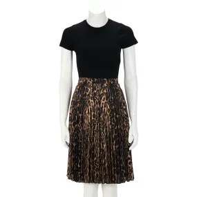 Burberry Brown Animal Print Pleated Skirt UK 6