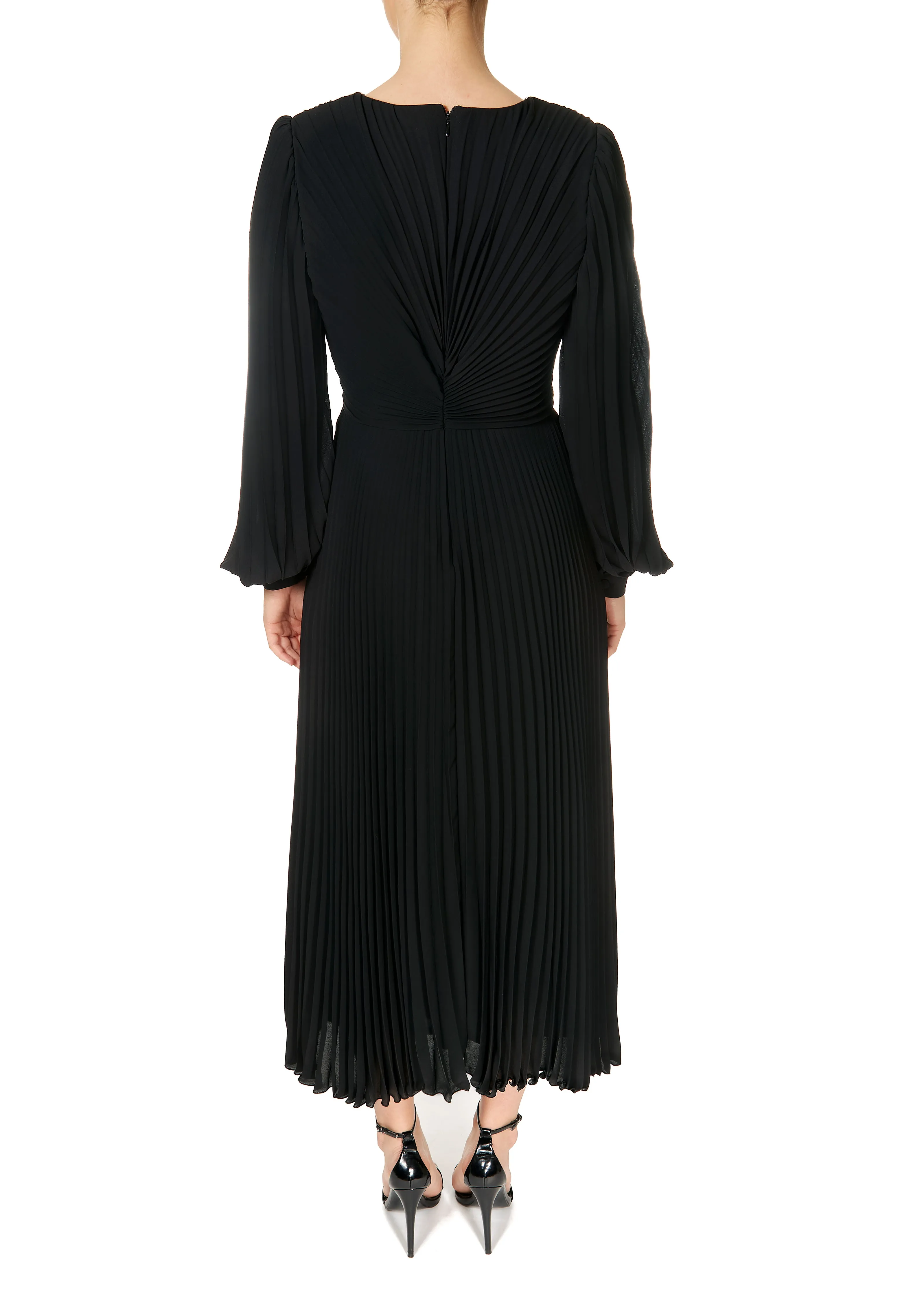 Carla Ruiz Black Pleated Midi Dress