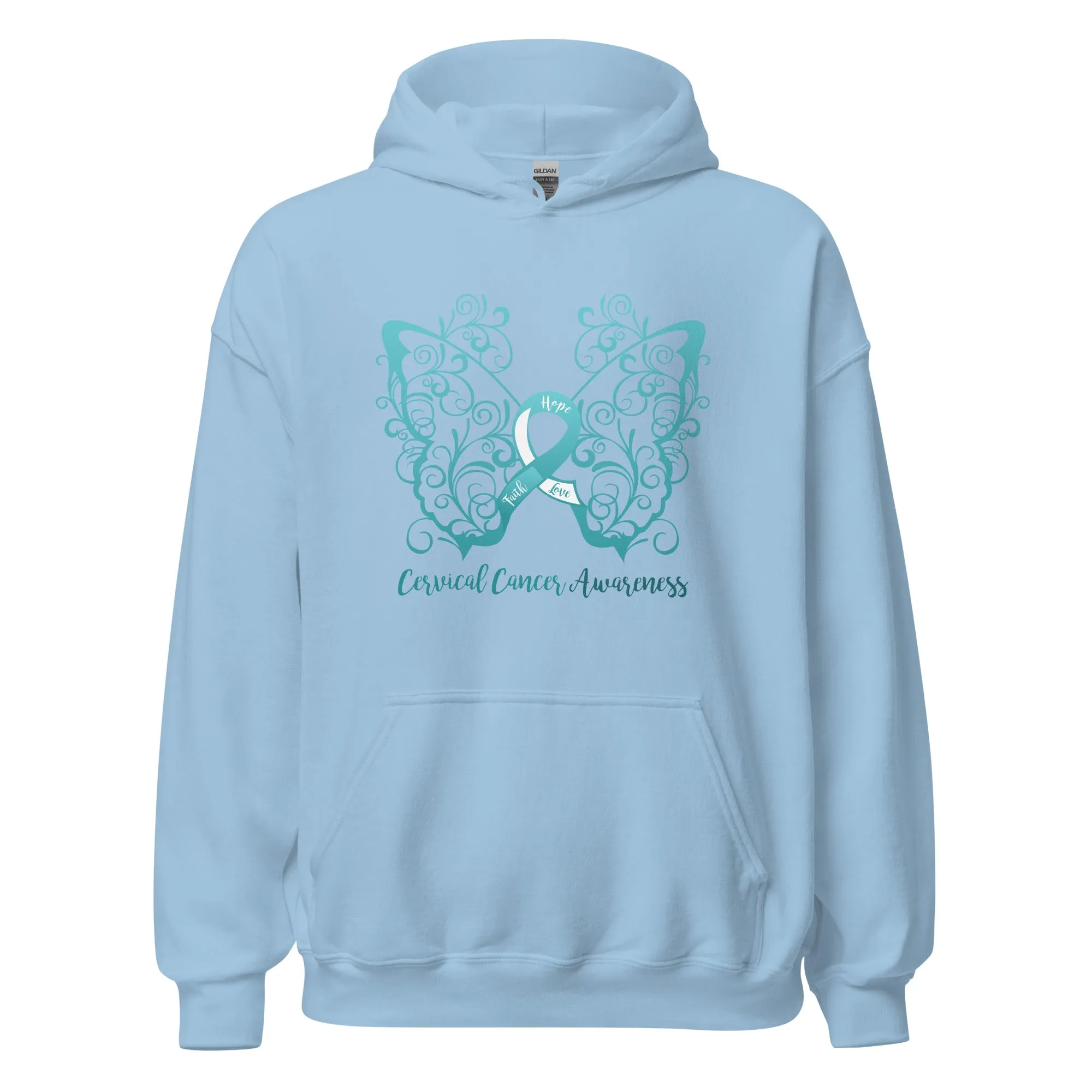 Cervical Cancer Awareness Filigree Butterfly Hoodie - Several Colors Available