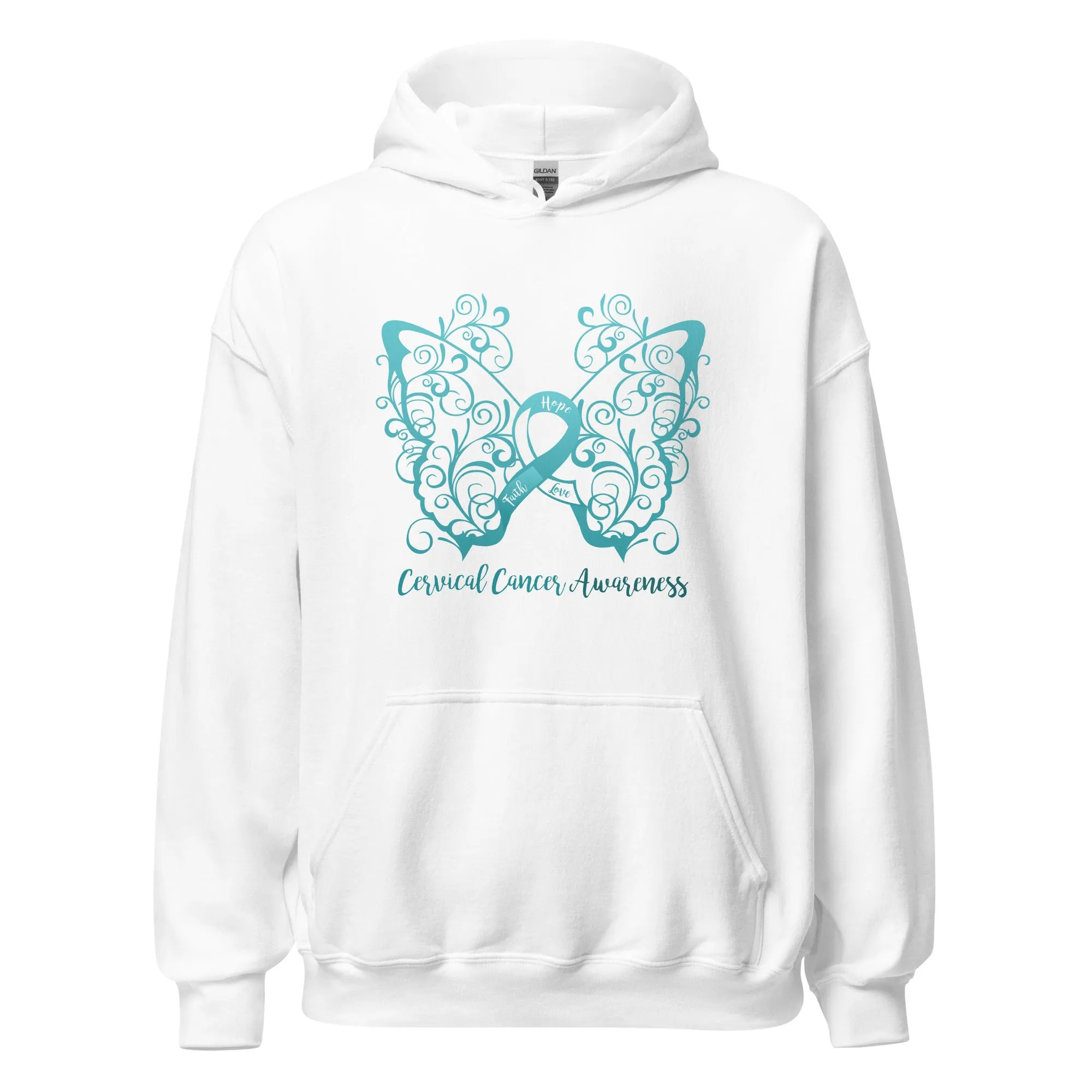 Cervical Cancer Awareness Filigree Butterfly Hoodie - Several Colors Available