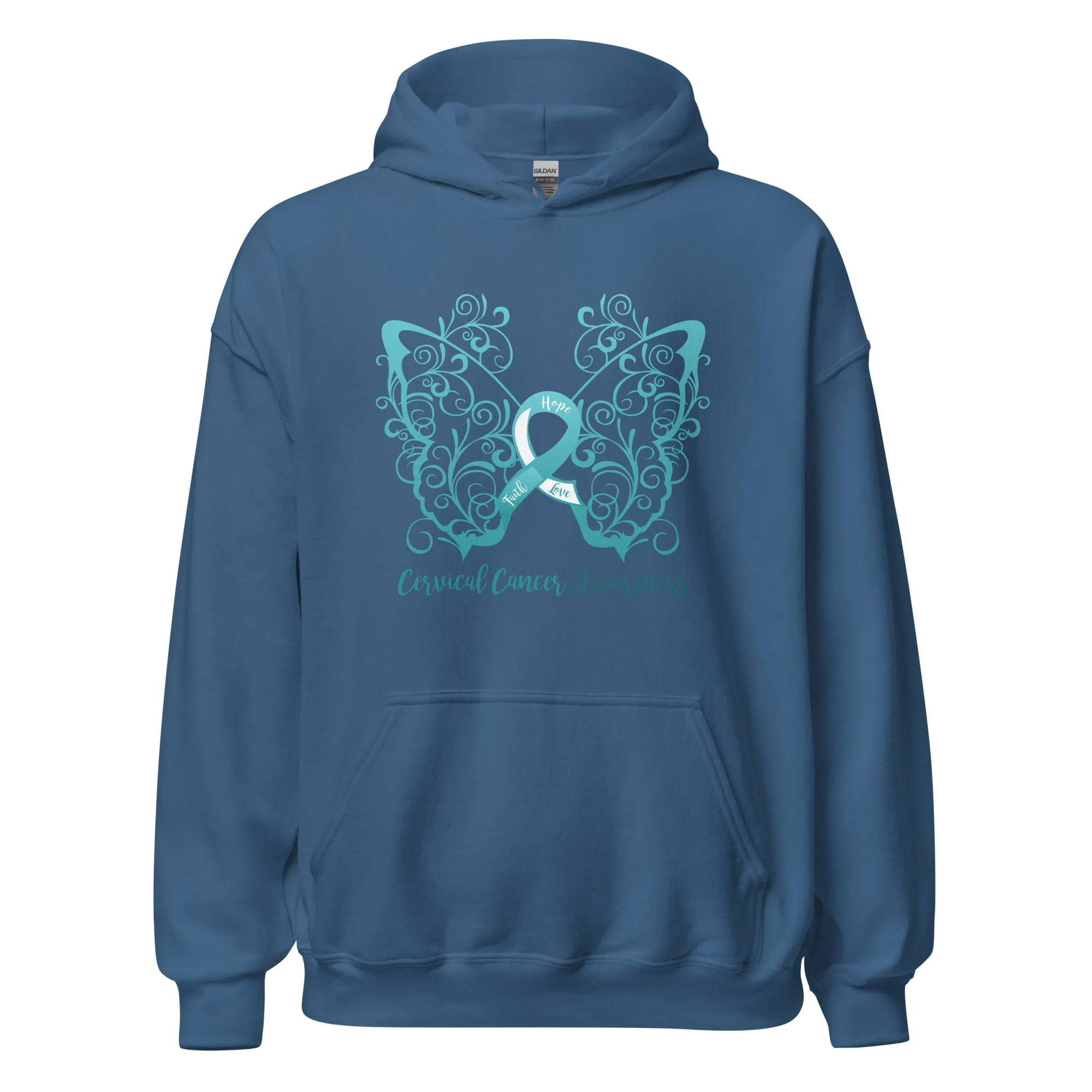 Cervical Cancer Awareness Filigree Butterfly Hoodie - Several Colors Available