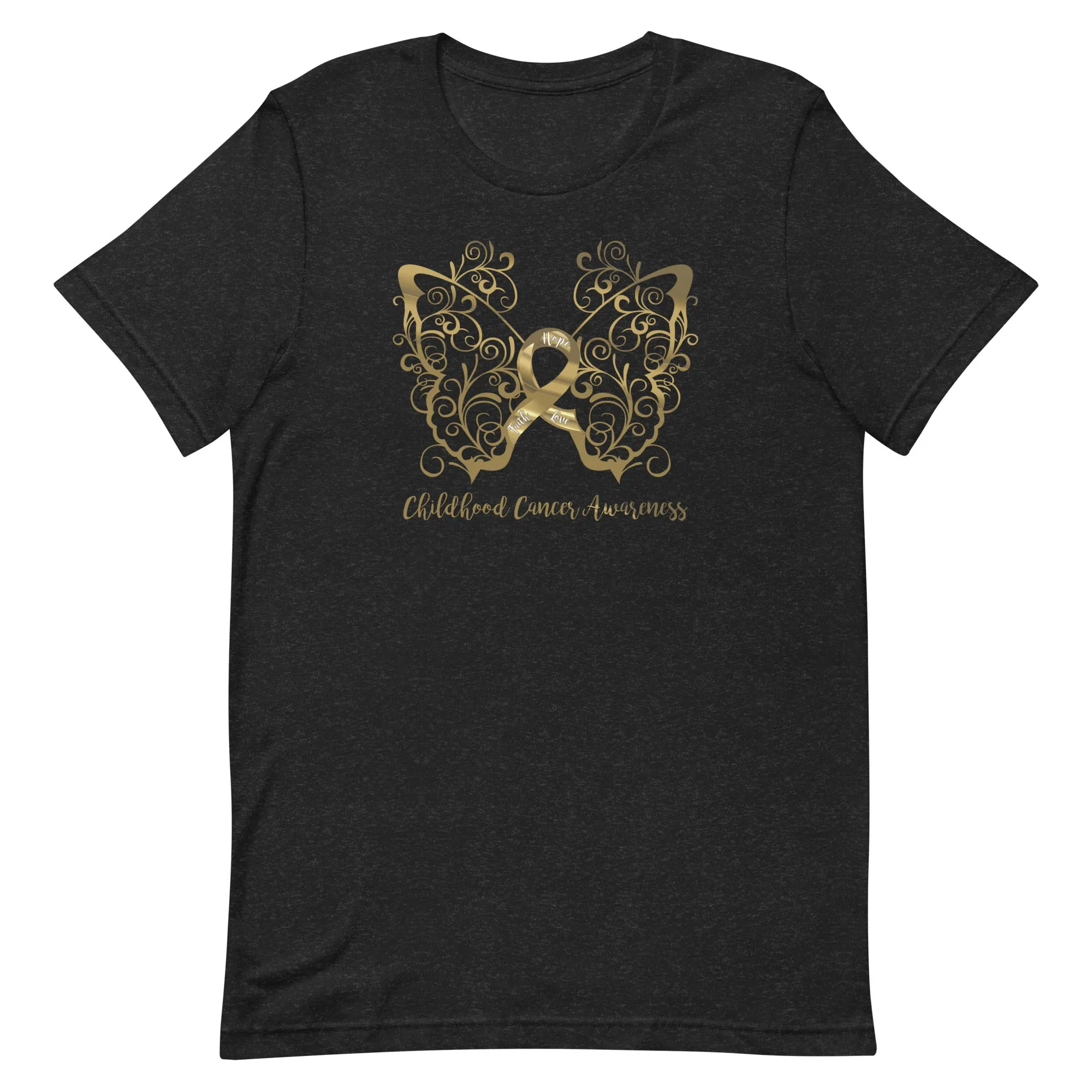 Childhood Cancer Awareness Filigree Butterfly Adult T-Shirt