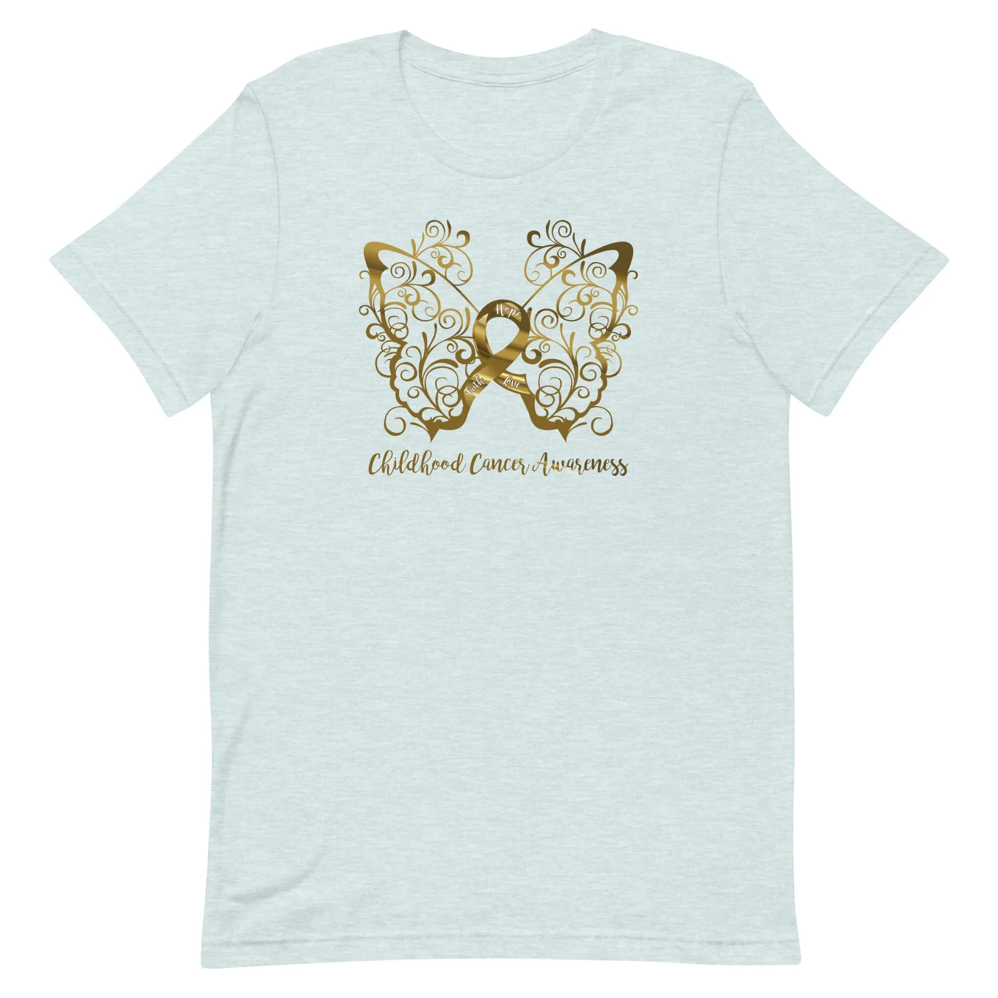 Childhood Cancer Awareness Filigree Butterfly Adult T-Shirt