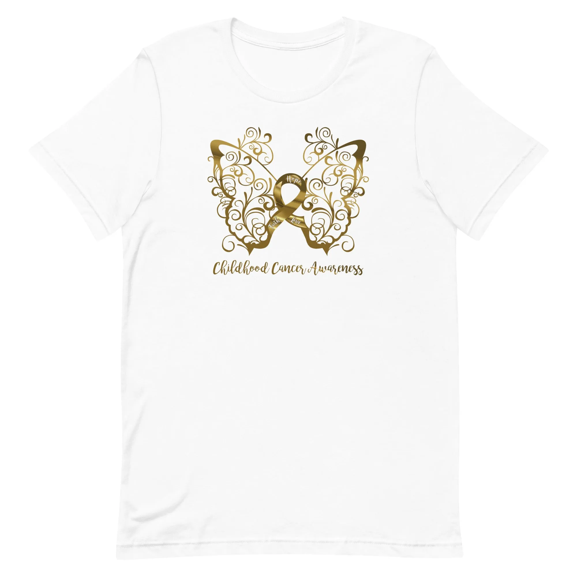 Childhood Cancer Awareness Filigree Butterfly Adult T-Shirt