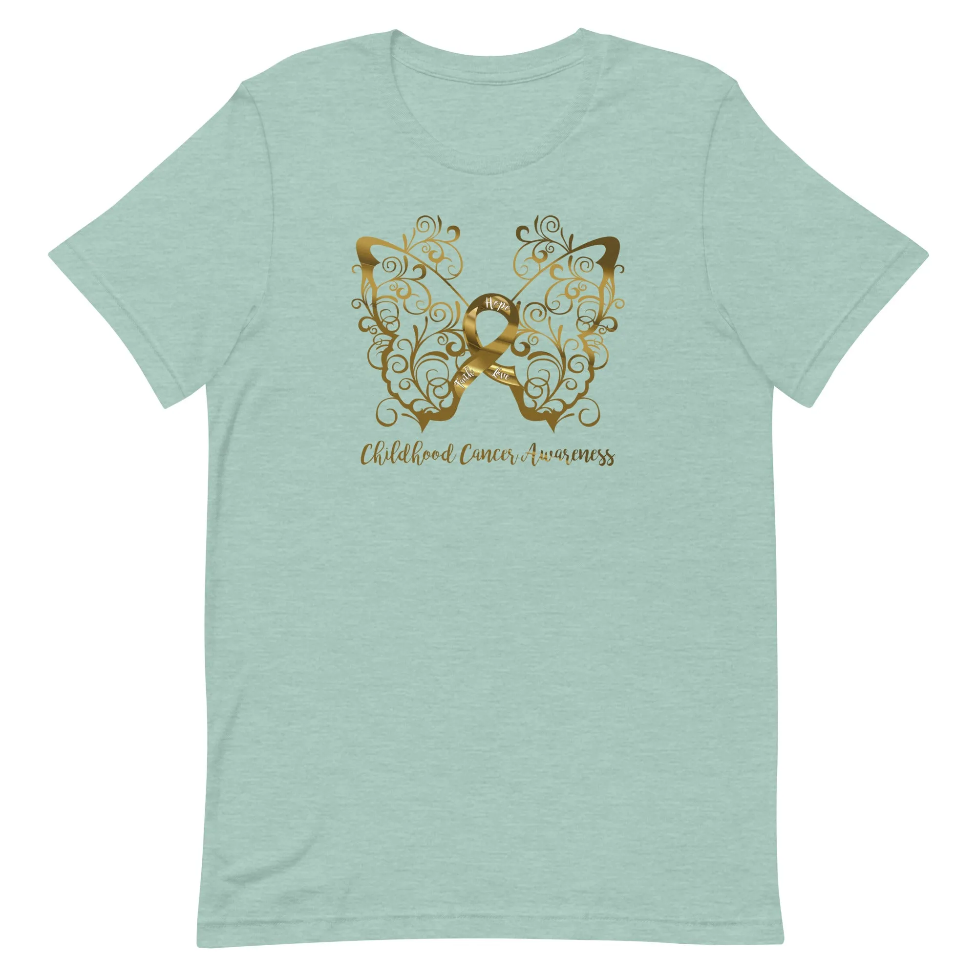 Childhood Cancer Awareness Filigree Butterfly Adult T-Shirt