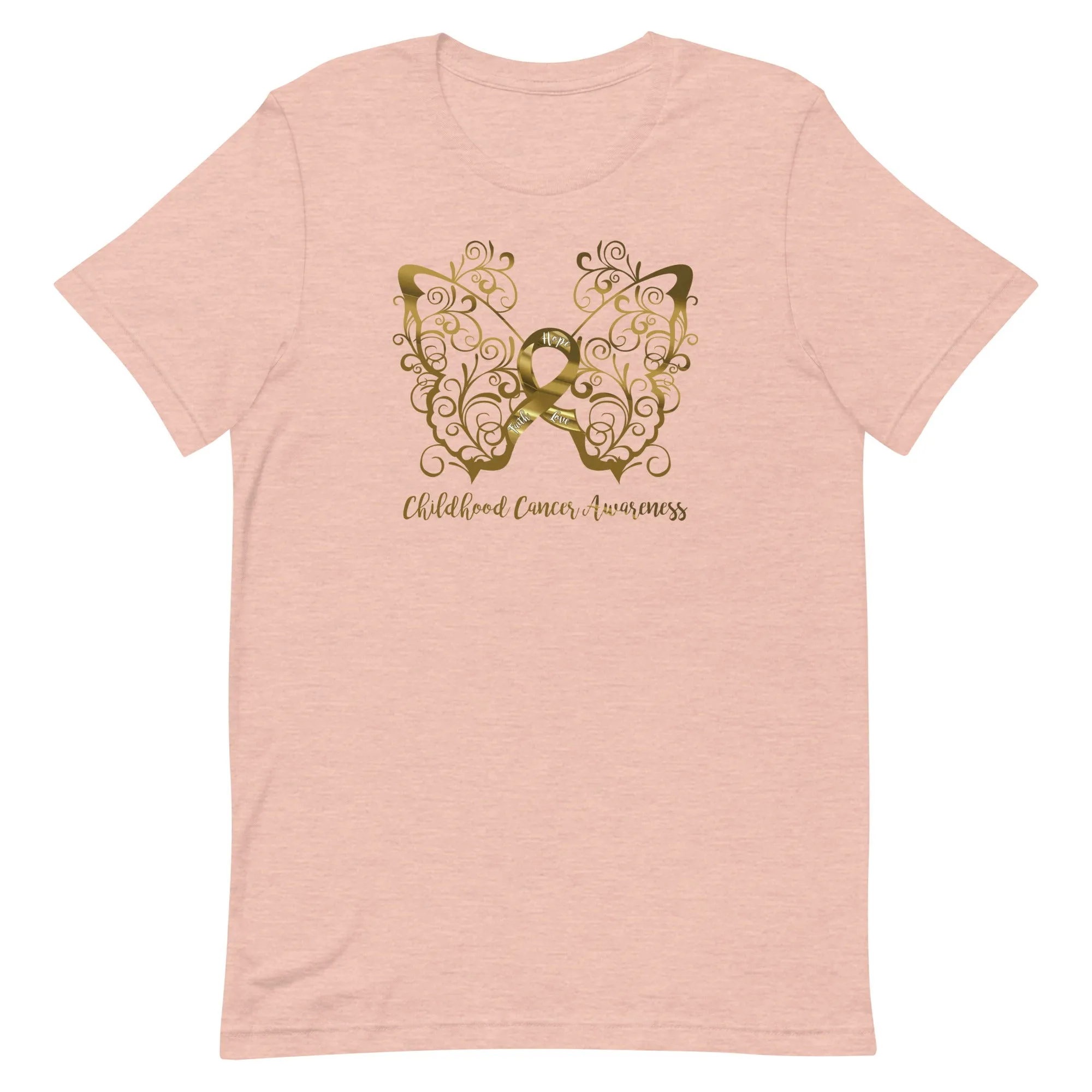 Childhood Cancer Awareness Filigree Butterfly Adult T-Shirt