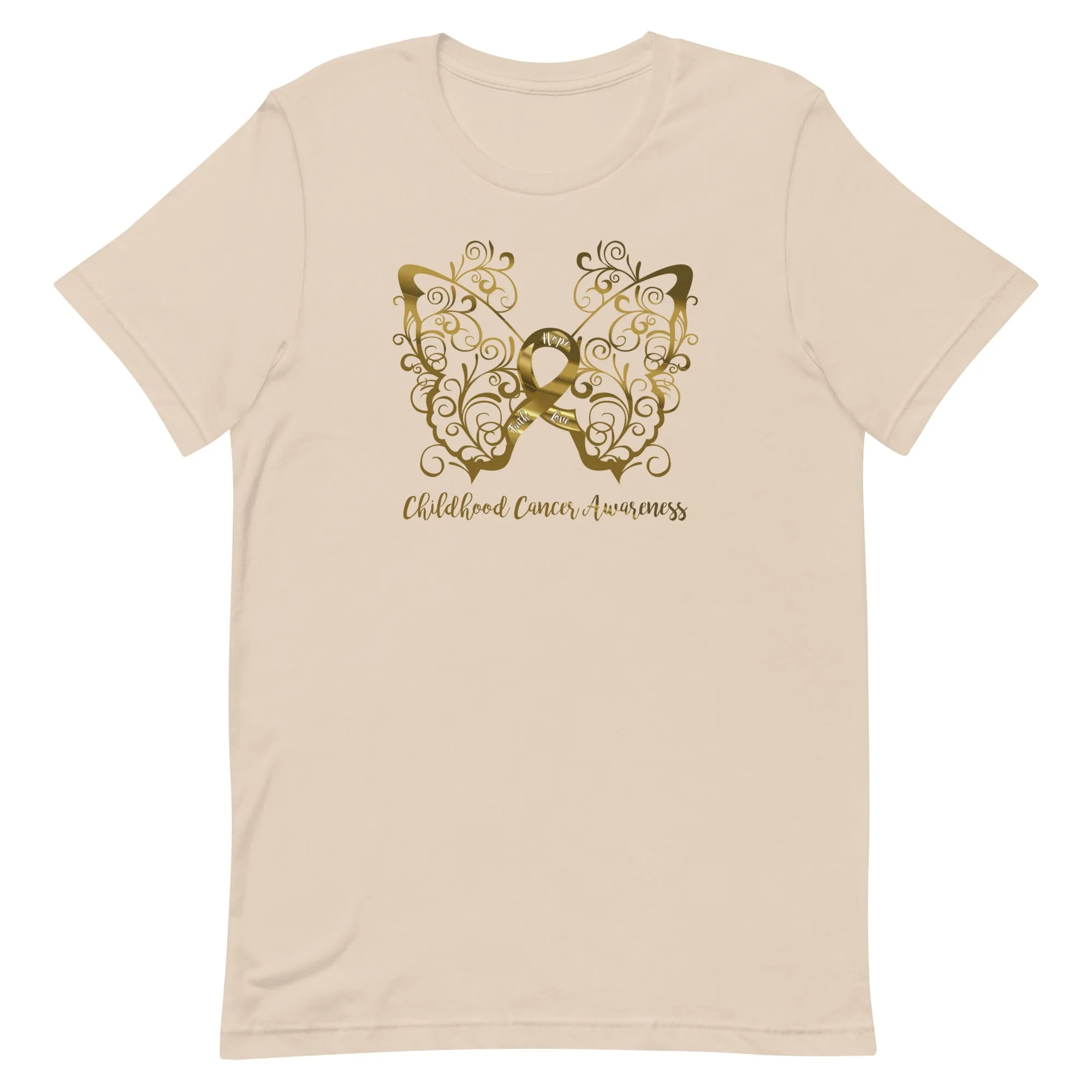 Childhood Cancer Awareness Filigree Butterfly Adult T-Shirt