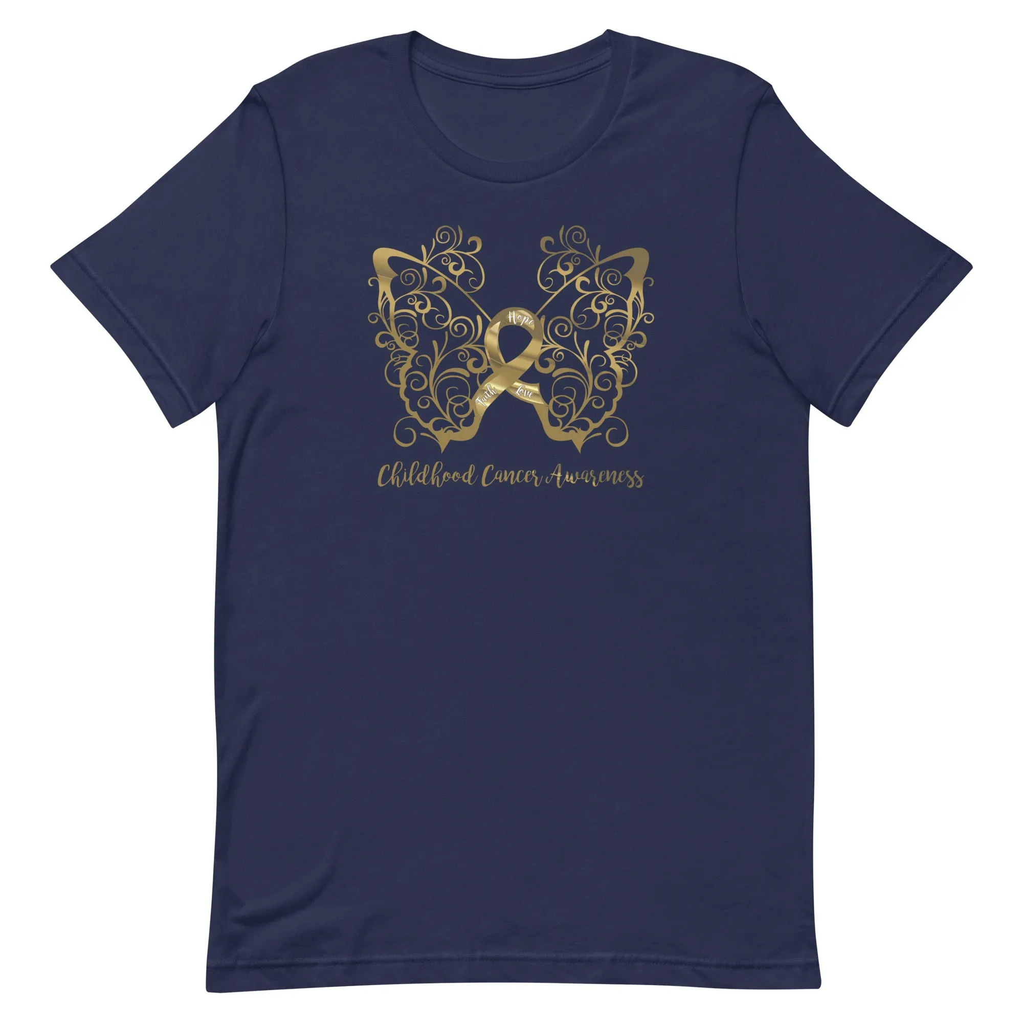 Childhood Cancer Awareness Filigree Butterfly Adult T-Shirt