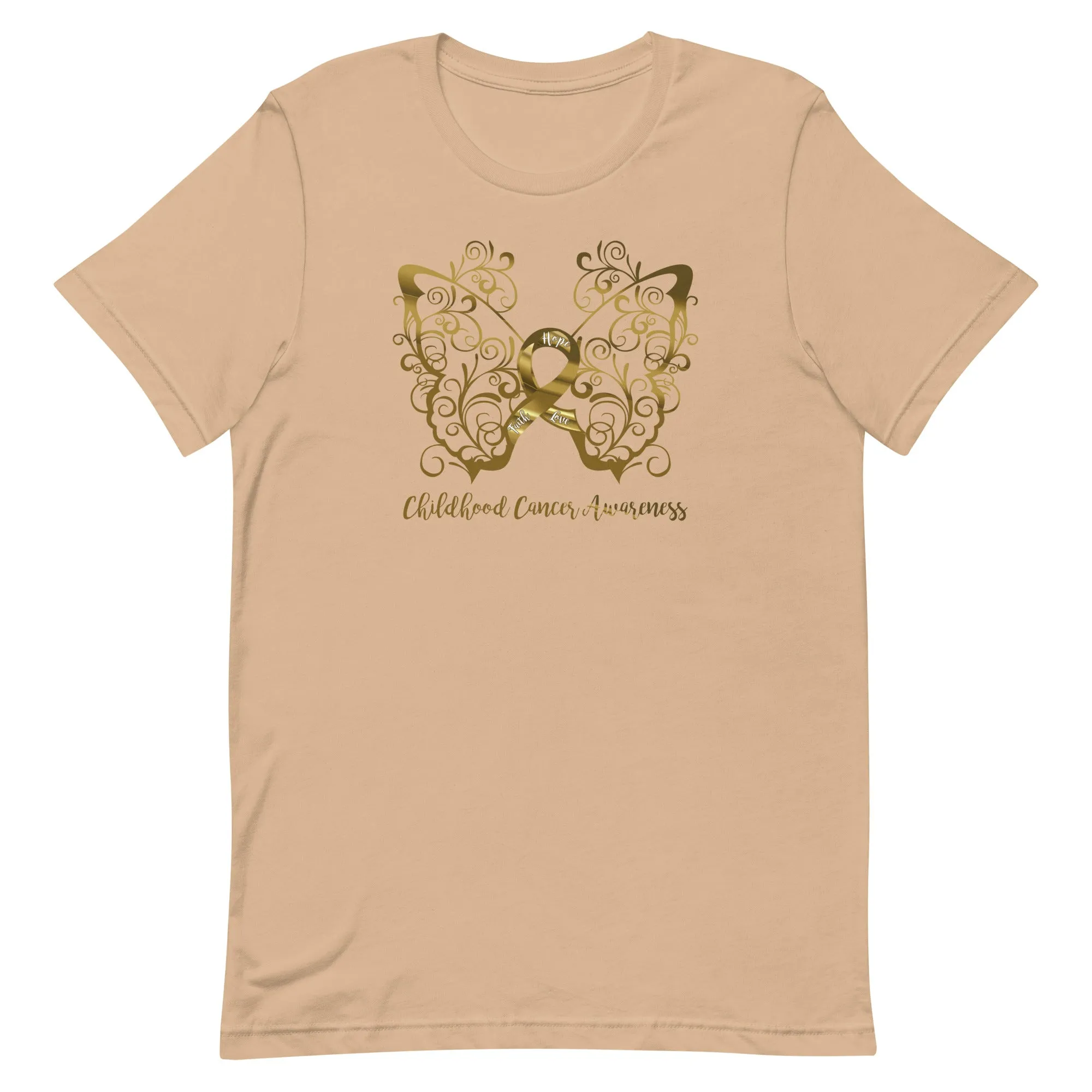 Childhood Cancer Awareness Filigree Butterfly Adult T-Shirt