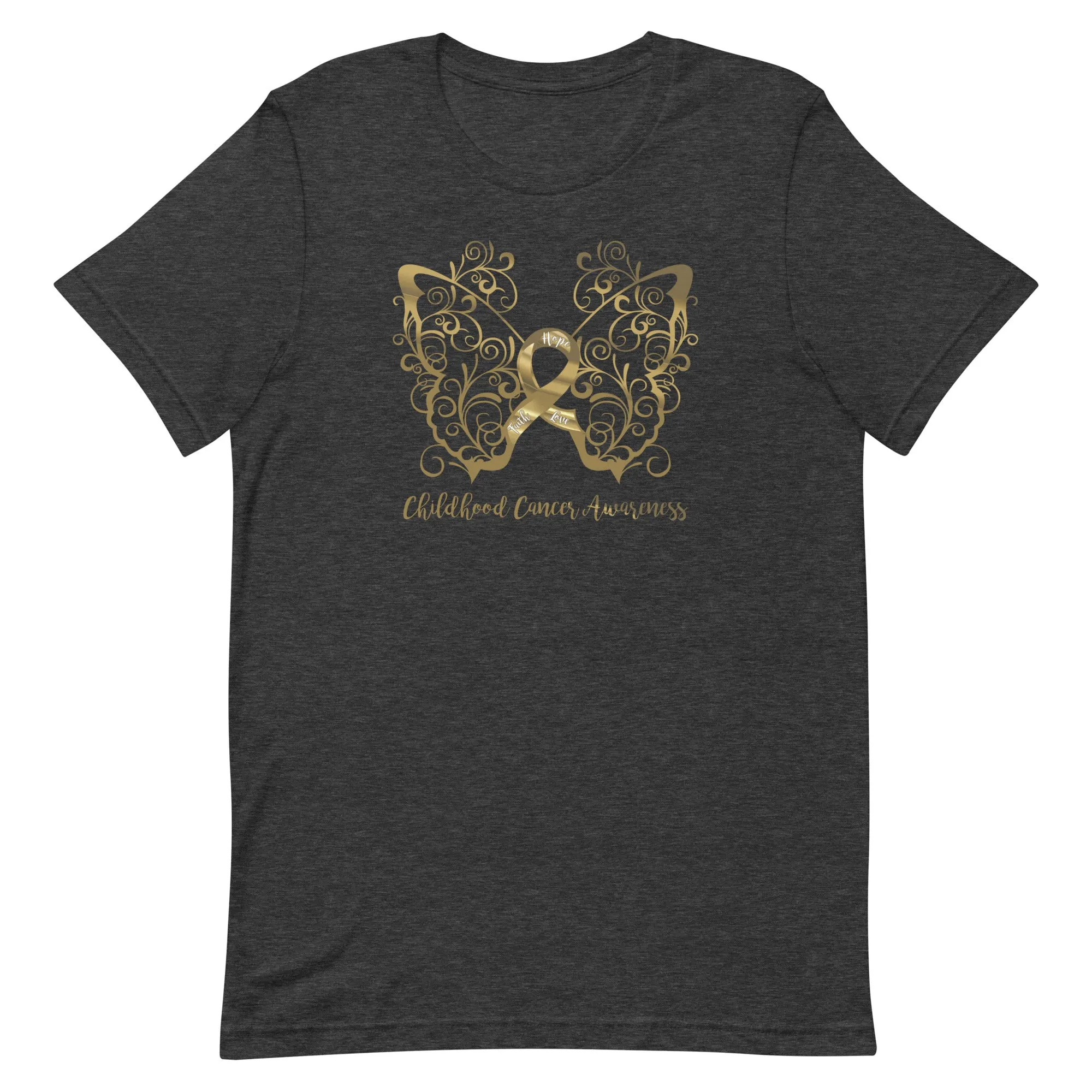 Childhood Cancer Awareness Filigree Butterfly Adult T-Shirt