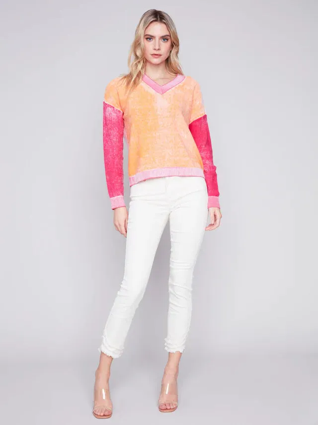 COLOUR BLOCK COTTON SWEATER